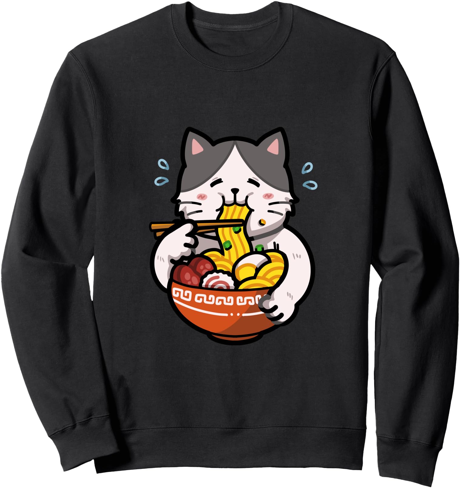 Ramen Noodle Cute Fat Cat Kawaii Japanese Sweatshirt