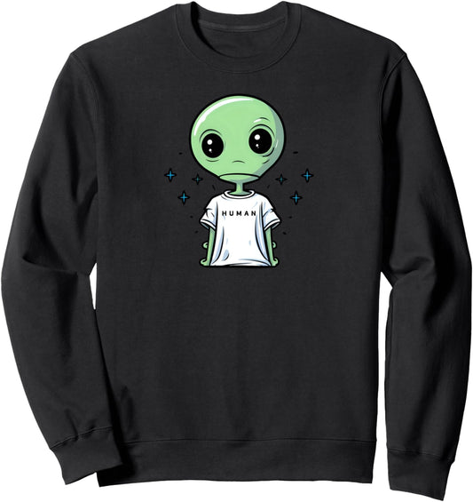 Alien In Oversized Dress Design Alien Abduction Sweatshirt