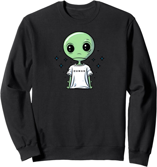 Alien In Oversized Dress Design Alien Abduction Sweatshirt