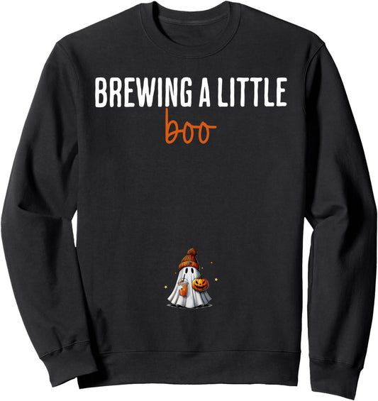 A Baby Is Brewing A Little Boo Maternity Coffee Halloween Sweatshirt