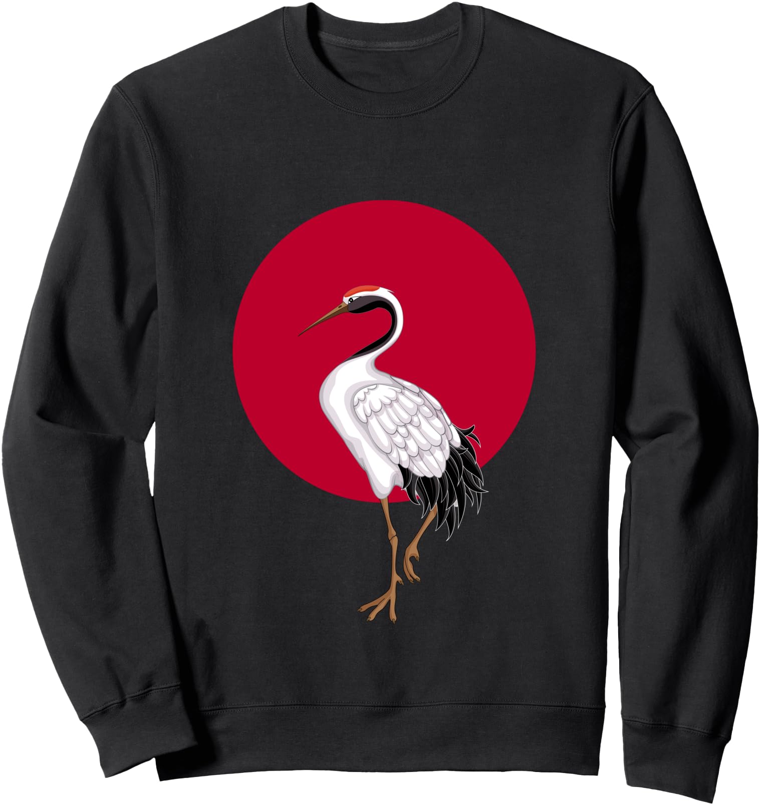 Cool Japan Flag Red Dot with Red Crowned Crane Japanese Bird Sweatshirt