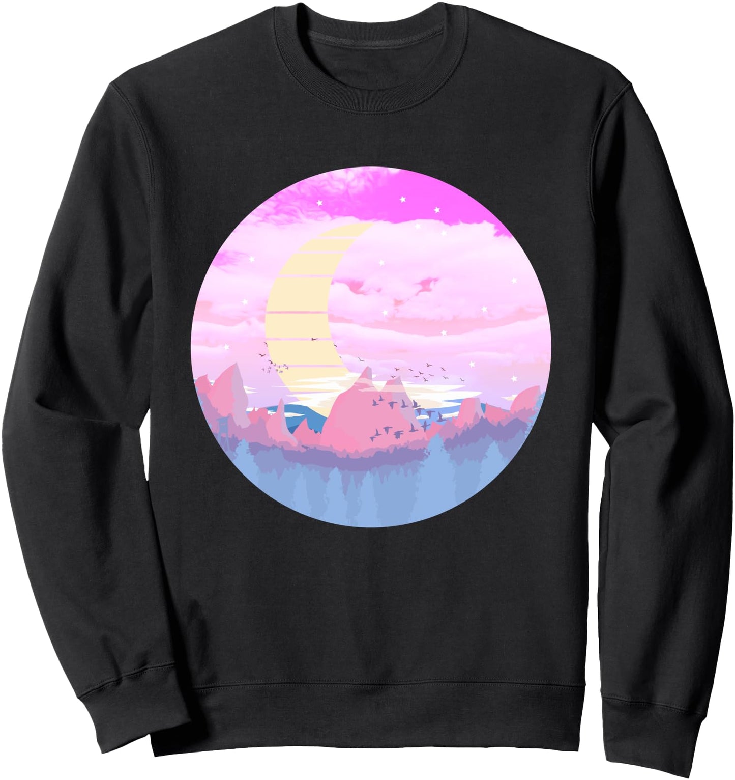 Vaporwave Aesthetic Japanese Kawaii Moon Mountains Retro Sweatshirt