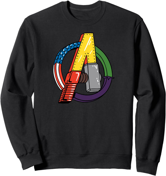 Amazon Essentials Marvel Avengers Multi Hero Logo Collage Sweatshirt