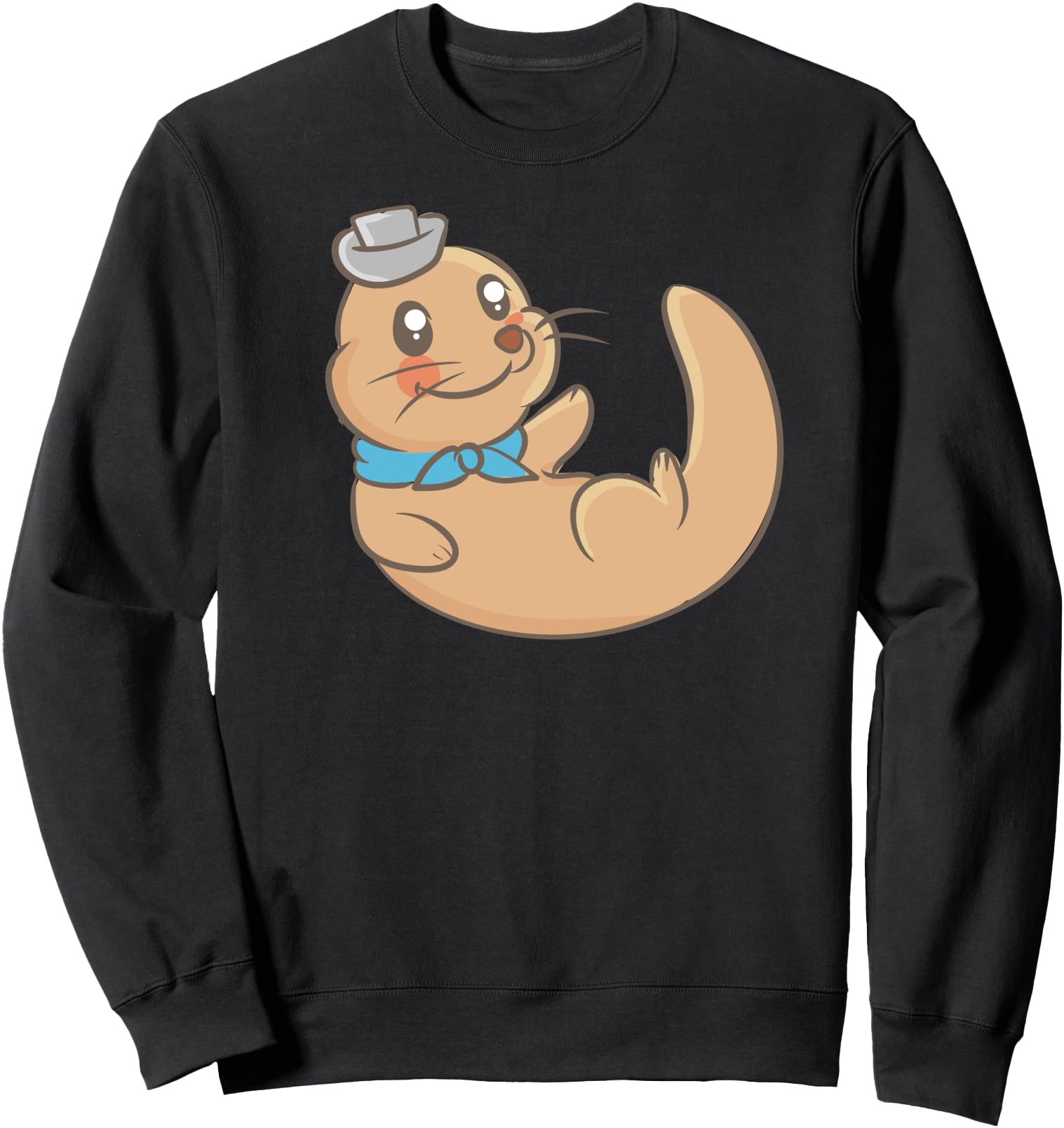Sea Otter With Hat - Cute Kawaii Anime - Aesthetic Japanese Sweatshirt