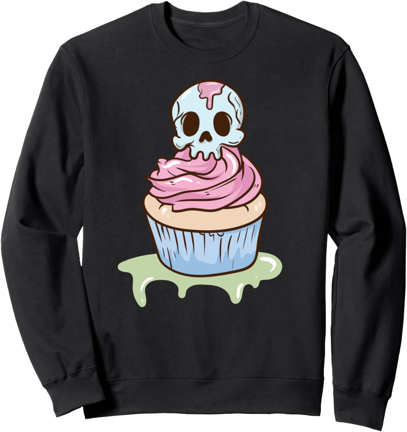 Spooky Skull Cupcake - Cute Pastel Goth Kawaii Anime Sweatshirt