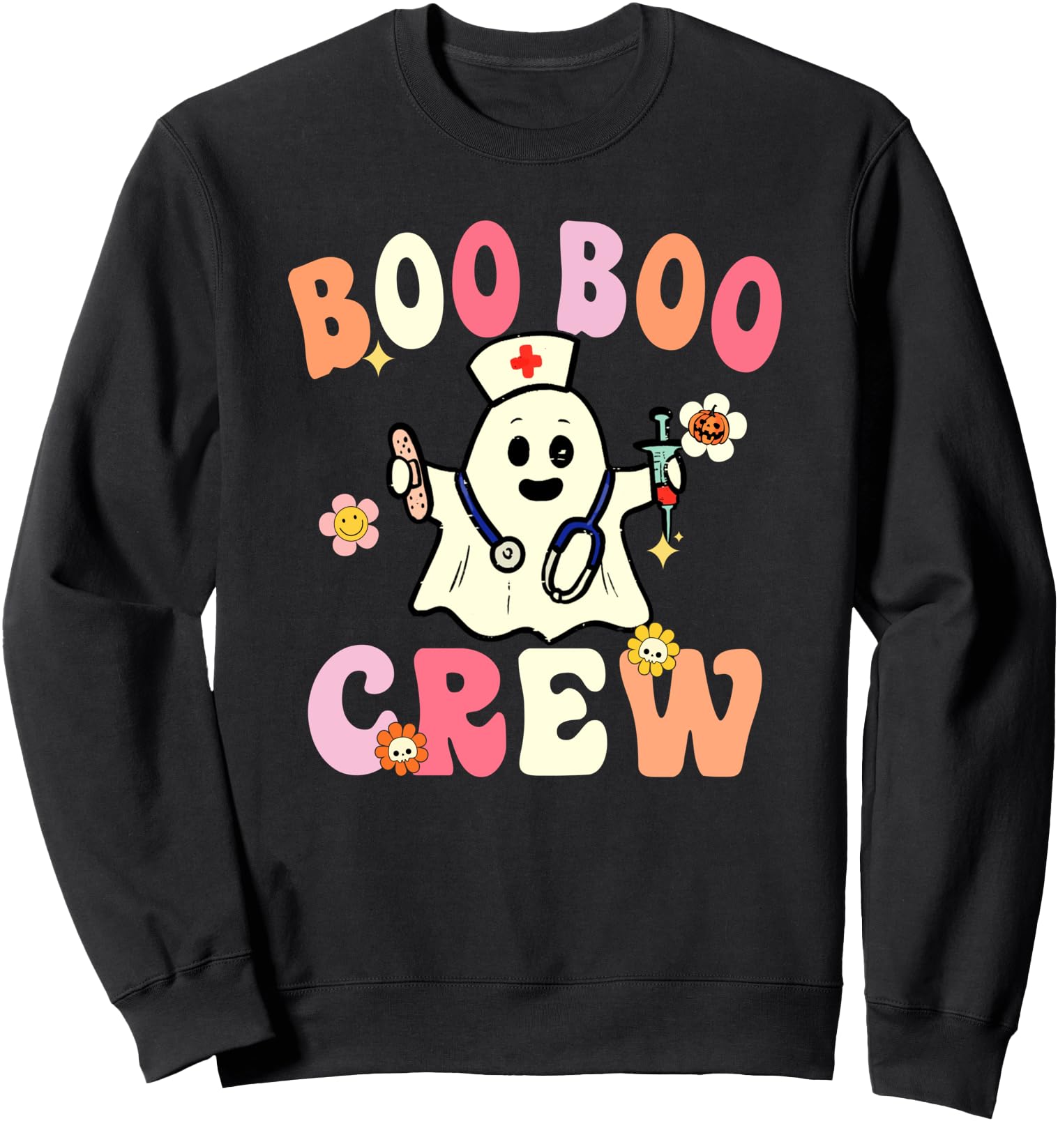 Boo Boo Crew Nurse Ghost Funny Halloween Costume for Women Sweatshirt