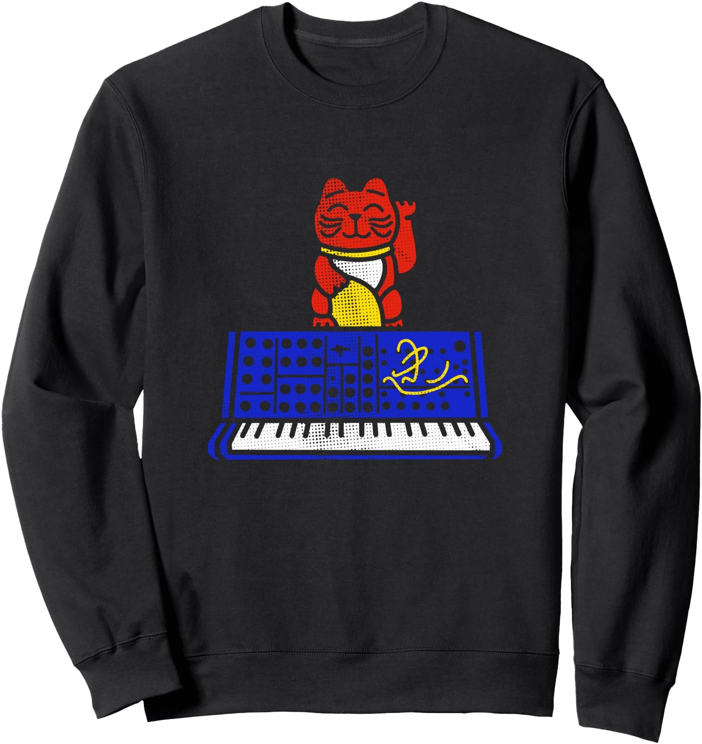 Synthesizer Maneki Neko Japanese Lucky Cat Synth Analog Sweatshirt