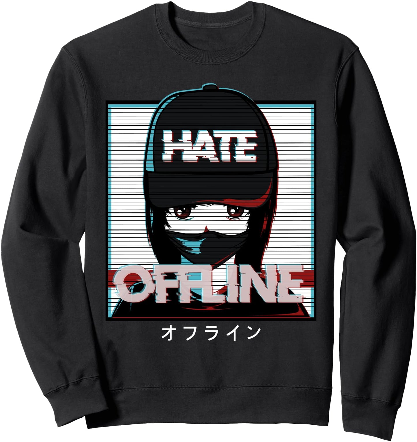 Hate Offline Sad Teen Girl Anime Aesthetic Japanese Grunge Sweatshirt