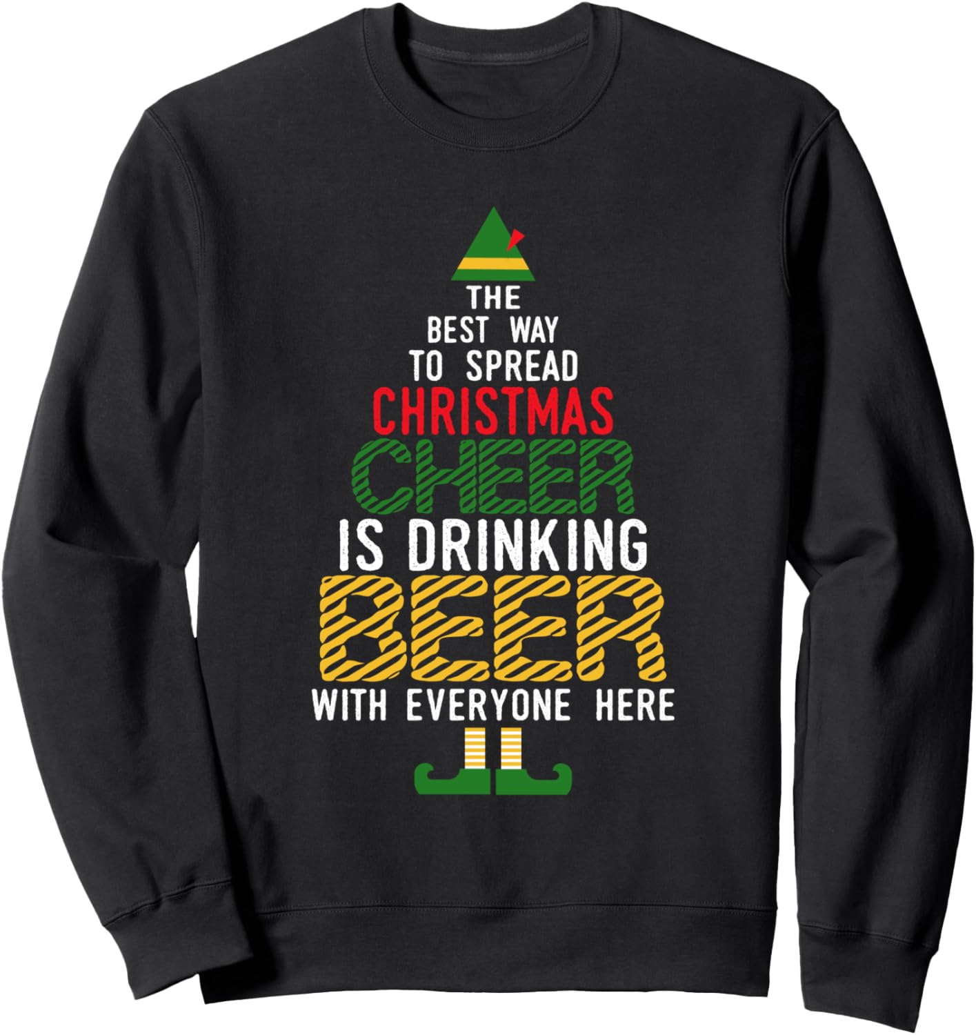 Christmas Cheer Elf | Funny Naughty Santa Elf Beer Sweater Sweatshirt