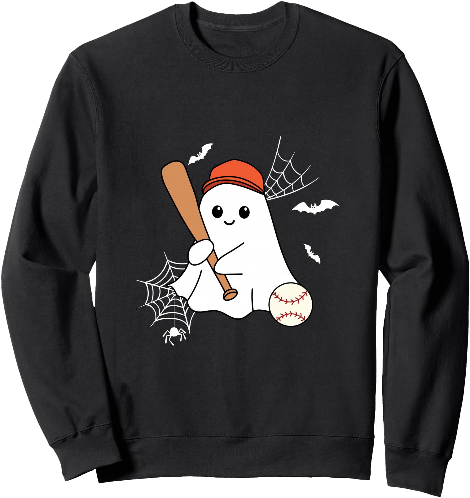 Boo Ghost Playing Baseball Funny Halloween Baseball Sweatshirt
