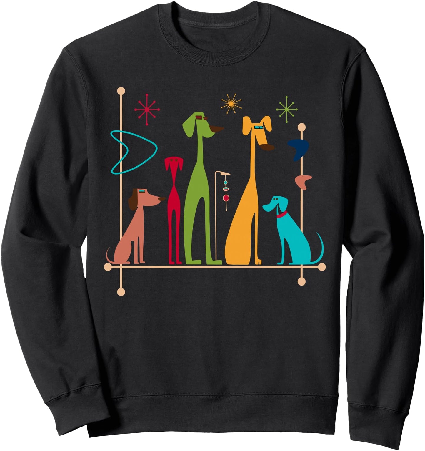Retro Mid-Century Modern Dogs 50s 60s Style Sweatshirt