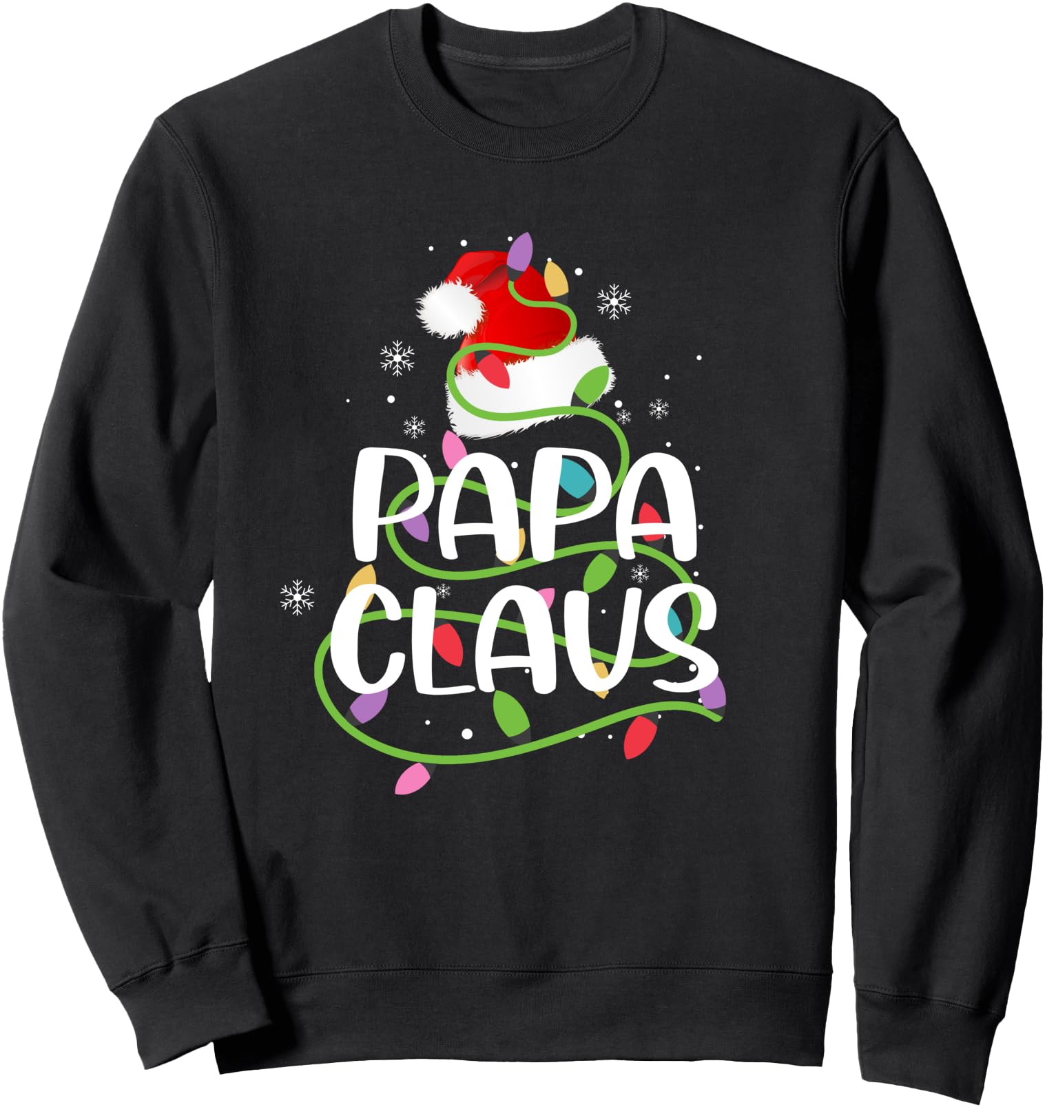 Papa Claus Funny Christmas Lights Pajama Family Matching Sweatshirt