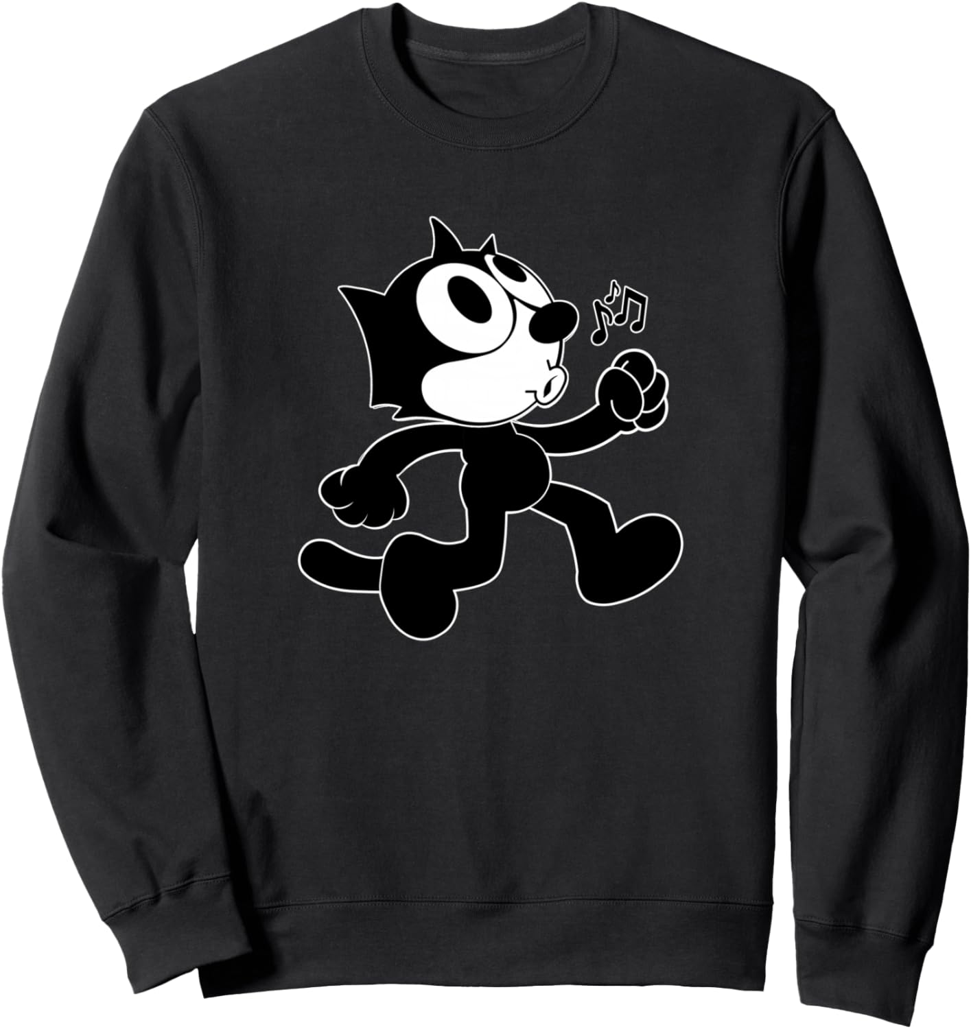 Felix Cartoon Whistling and Walking Music Notes Felix Tee Sweatshirt