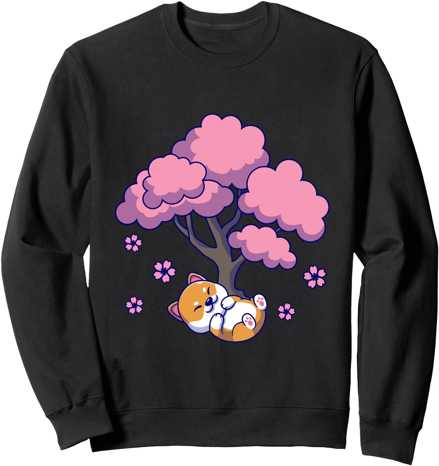 Cute Shiba Inu Dog Cherry Blossom Japanese Sakura Flower Sweatshirt