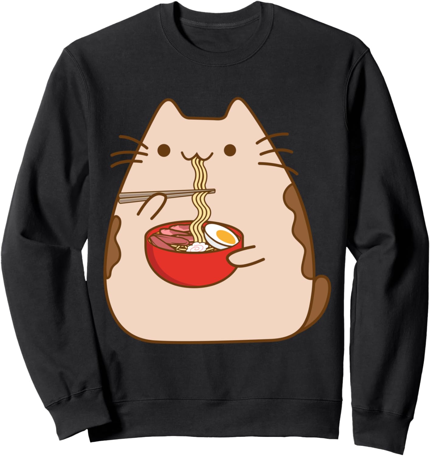 Kawaii Cat Eating Ramen Noodles - Cute Anime Kitten Sweatshirt