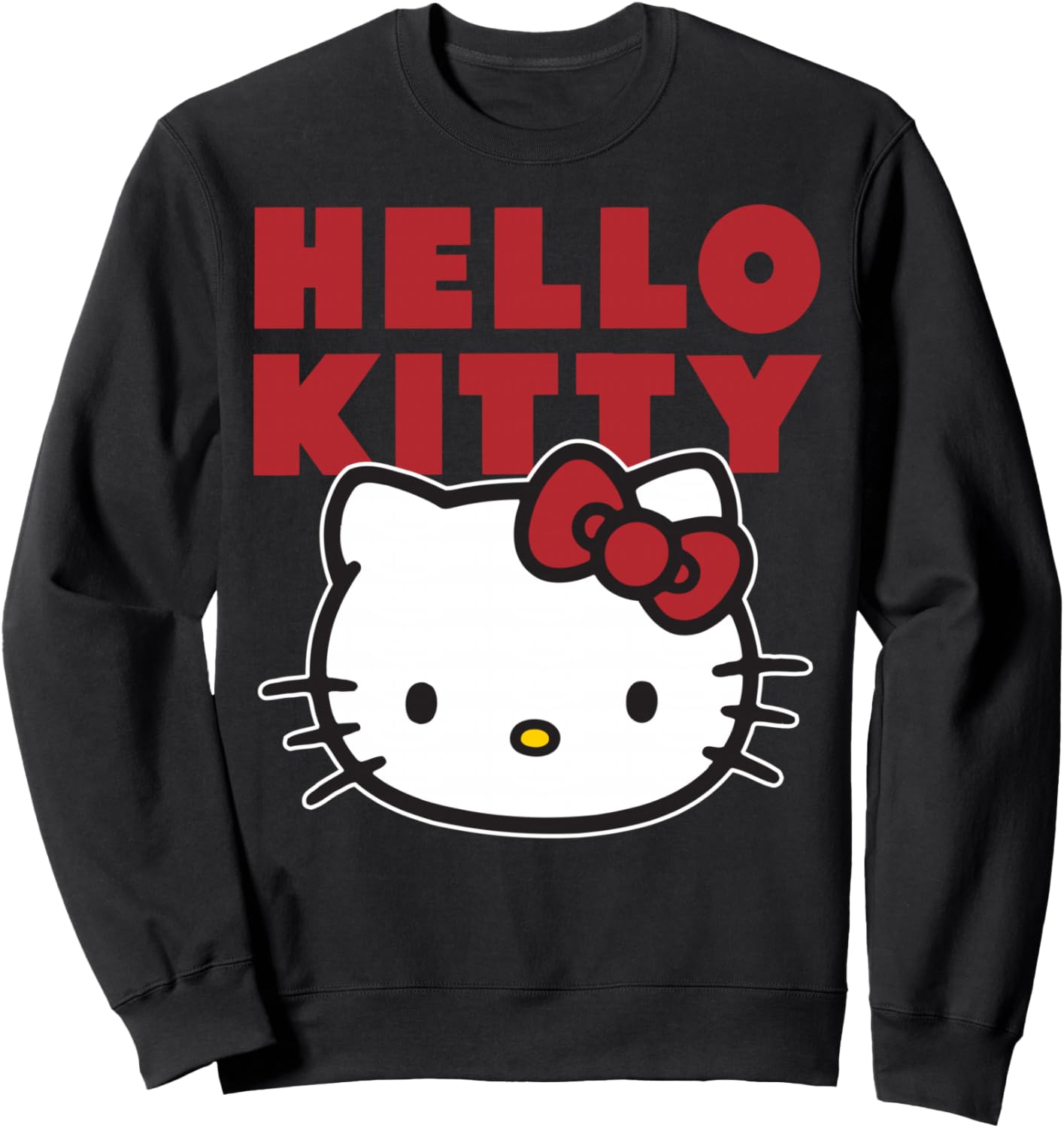 Hello Kitty Big Face Bold Red Text Logo Sweatshirt