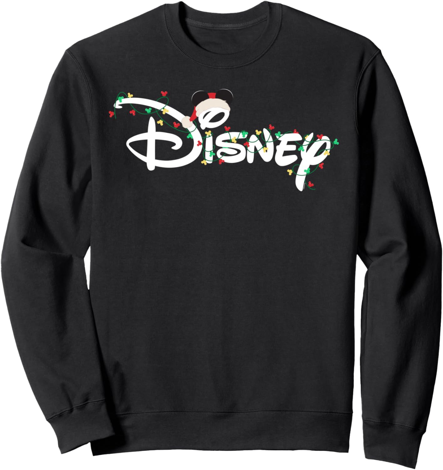 Disney Mickey Christmas Lights Holiday Trip Script Logo Sweatshirt