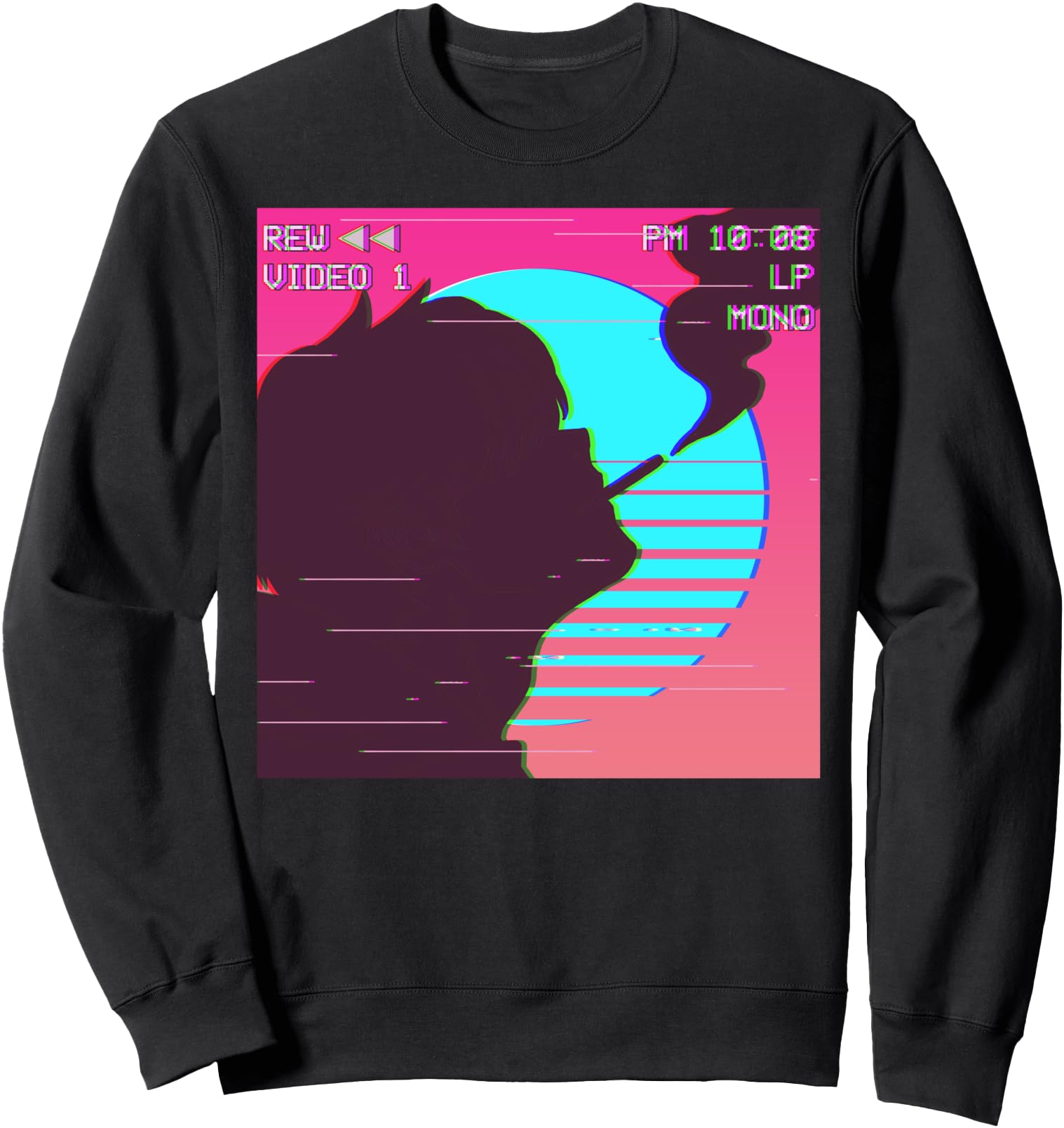 Vaporwave Aesthetic Emo Anime Boy Japanese Lofi Retro Glitch Sweatshirt
