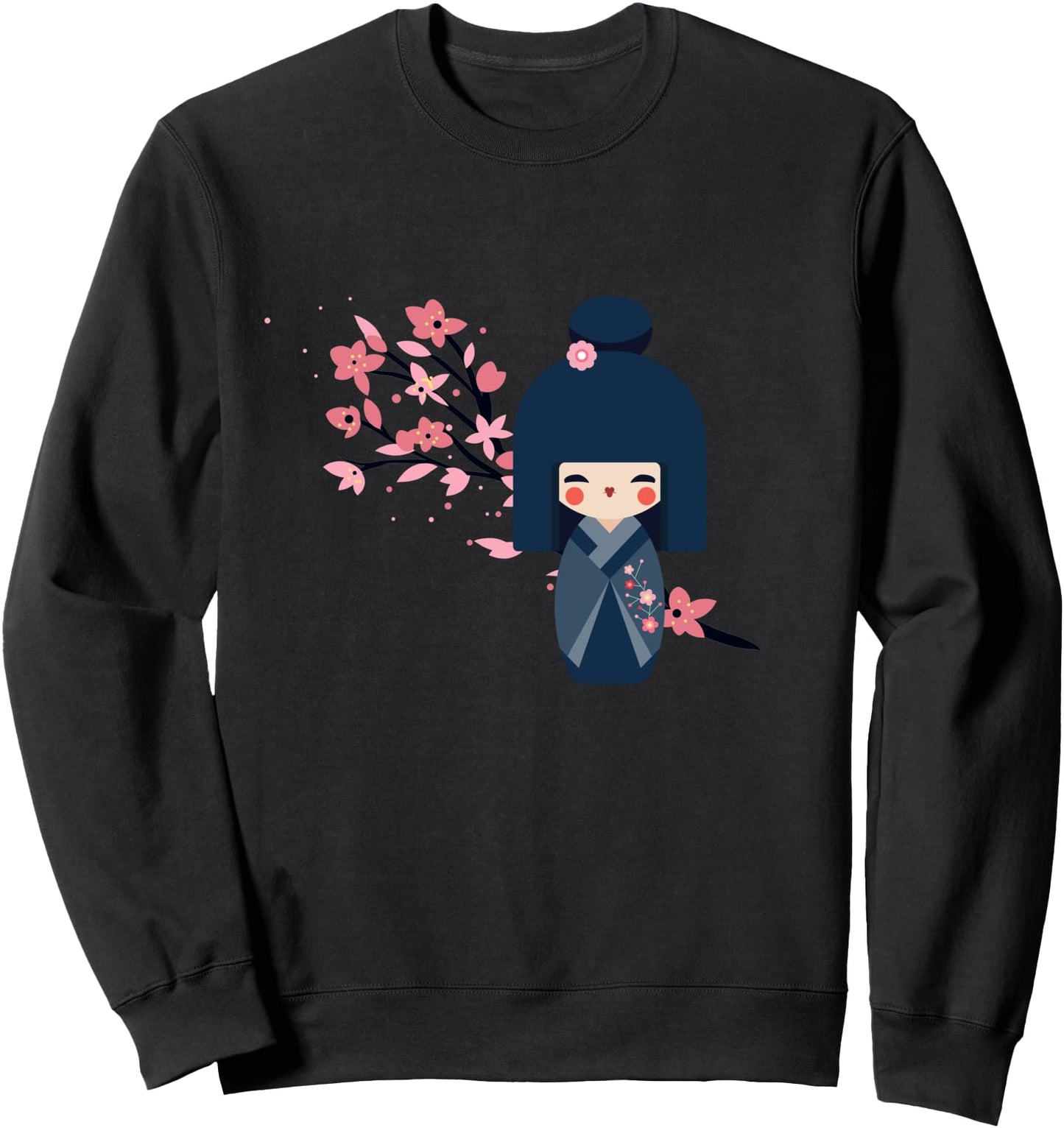 Usaburo Kokeshi doll and Japanese Sakura Cherry Blossom Sweatshirt