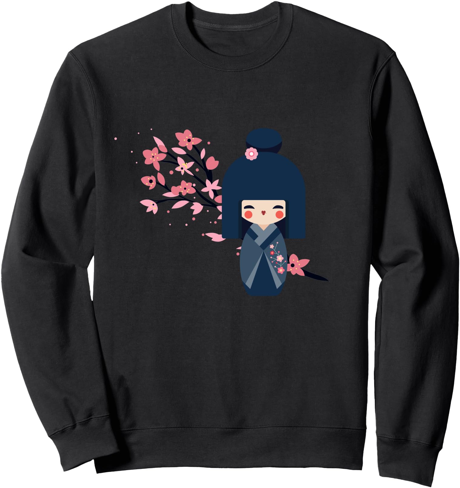 Usaburo Kokeshi doll and Japanese Sakura Cherry Blossom Sweatshirt