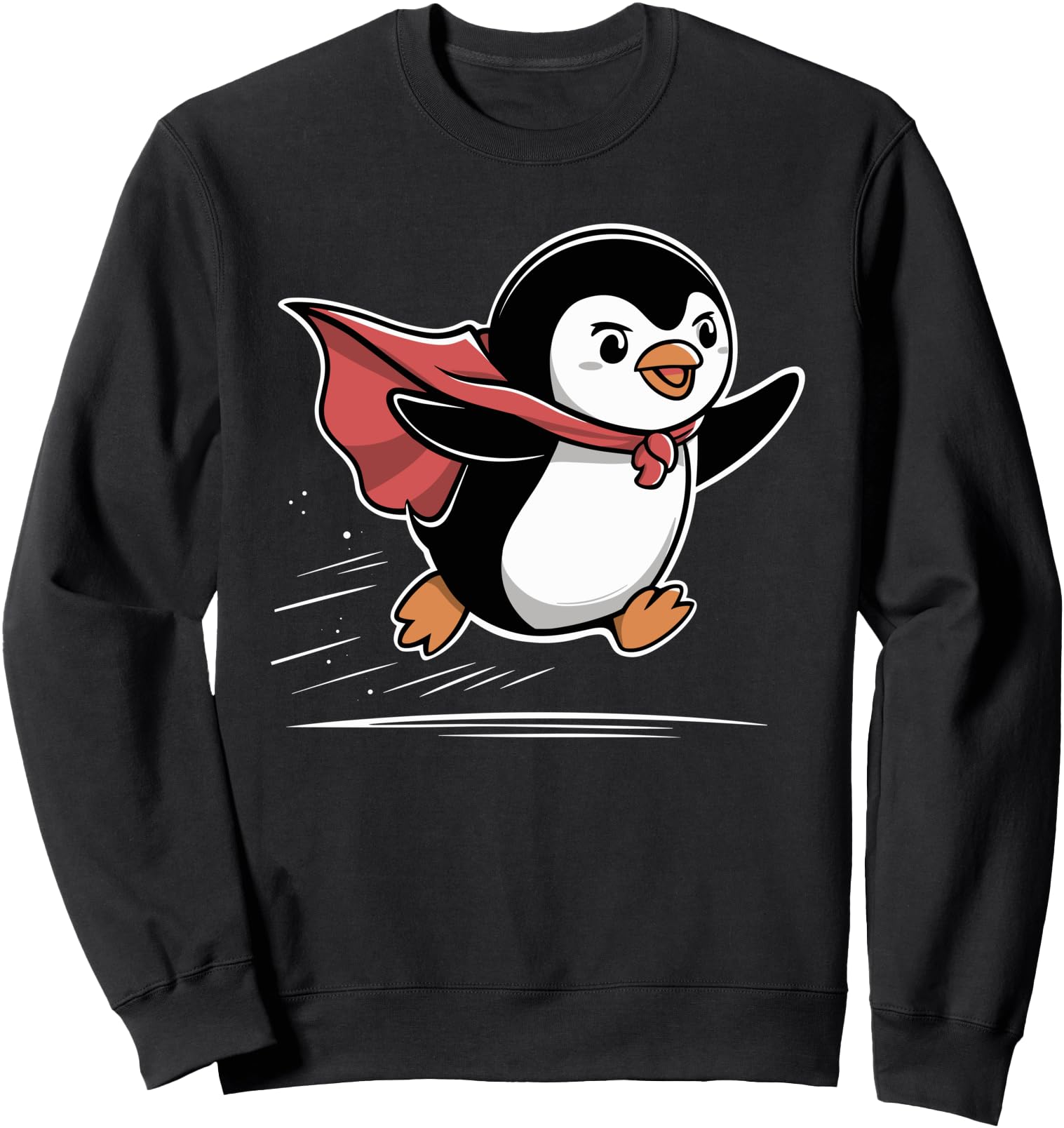 Adorable Superhero Penguin Flying With Red Cape Sweatshirt