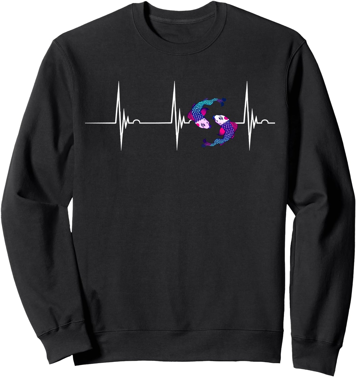 Koi Yin Yang Heartbeat EKG Pulse Japanese Koi Carp Opposite Sweatshirt