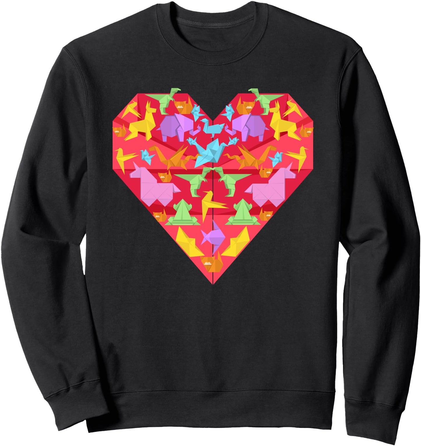 Paper Animal Heart Origami Master Japanese Paper Art Origami Sweatshirt