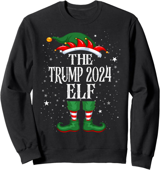 Christmas Elf Matching Family Group Funny The Trump 2024 Elf Sweatshirt