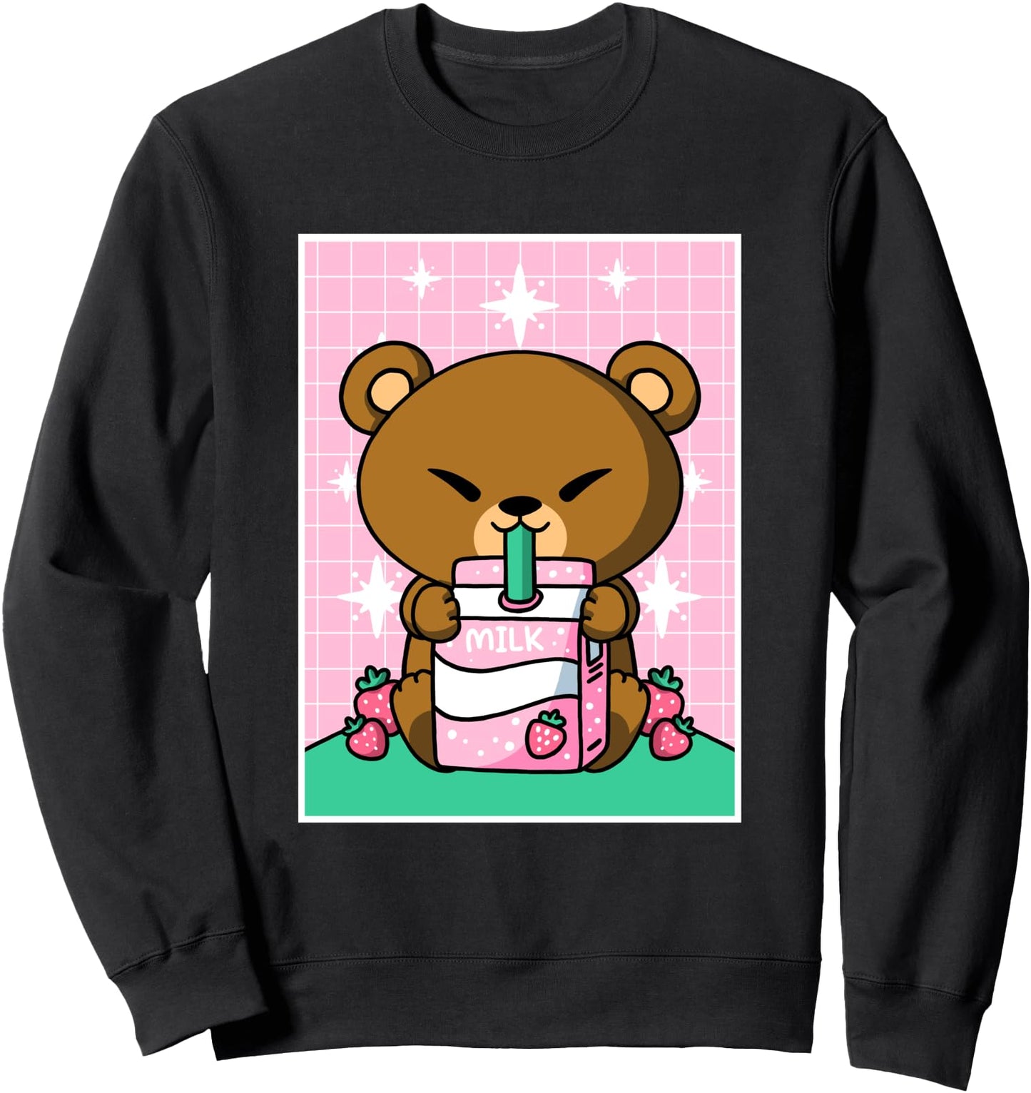 Bear Strawberry Milk Shake Carton Japanese Kawaii Anime Sweatshirt