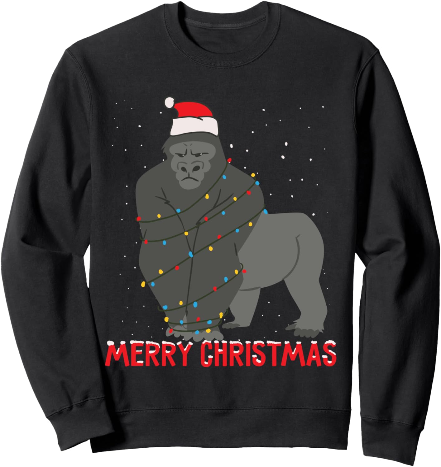 Cute gorilla Christmas Tree Lights Sweatshirt