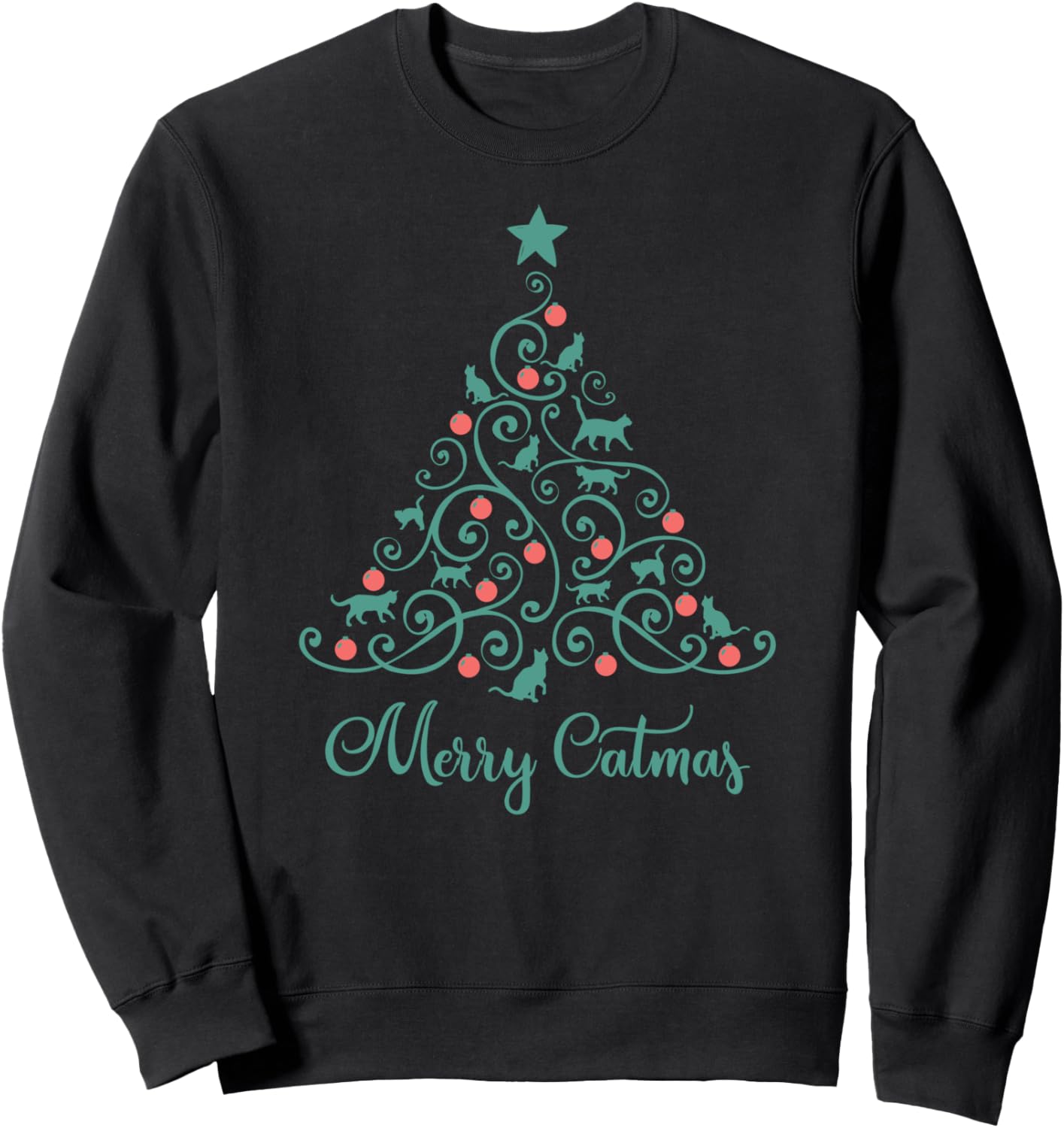 Cat Lover Funny Christmas Merry Catmas Cats Christmas Tree Sweatshirt