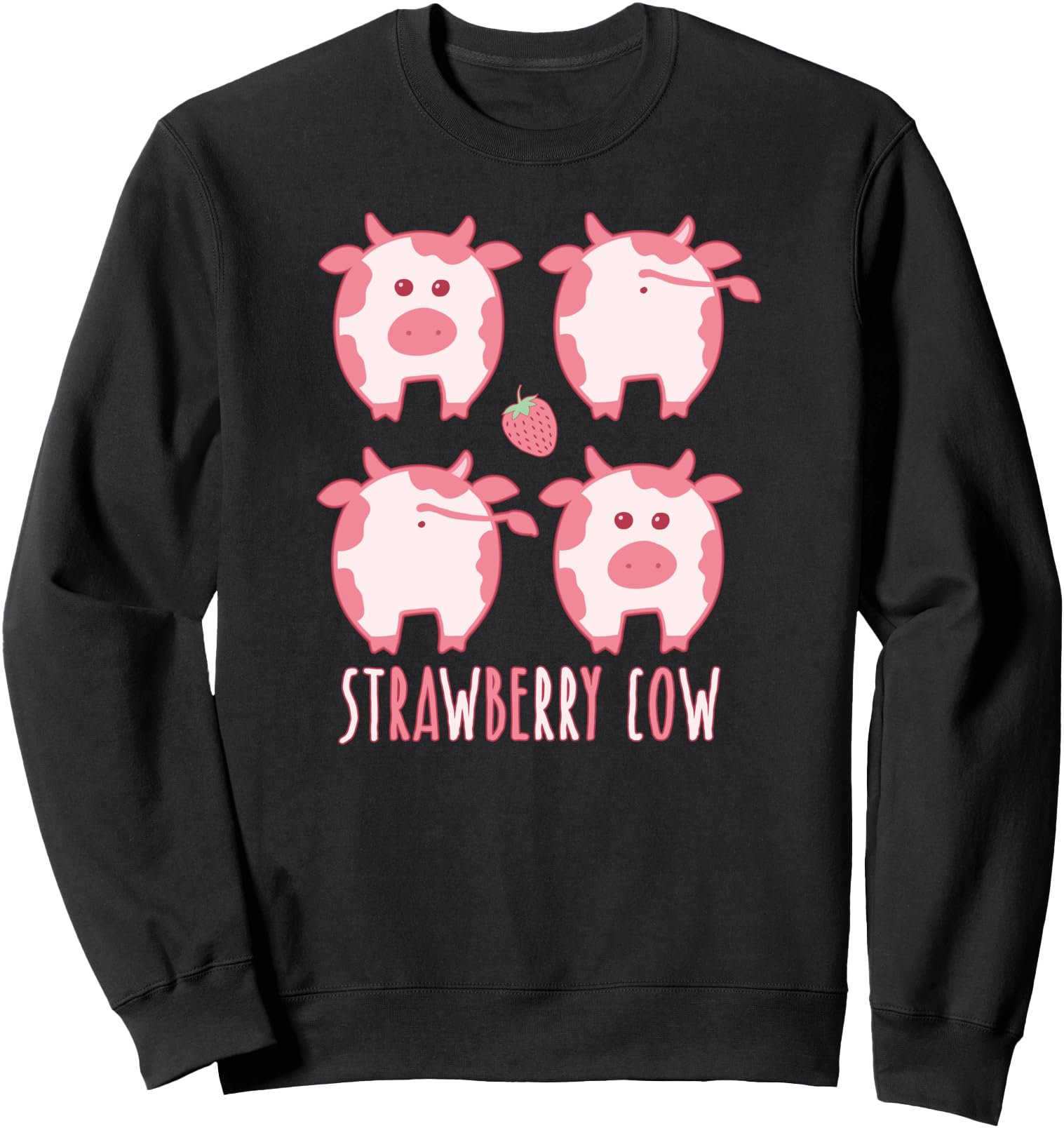Strawberry Cow - Pink Milk - Japanese Aesthetic - Kawaii Sweatshirt