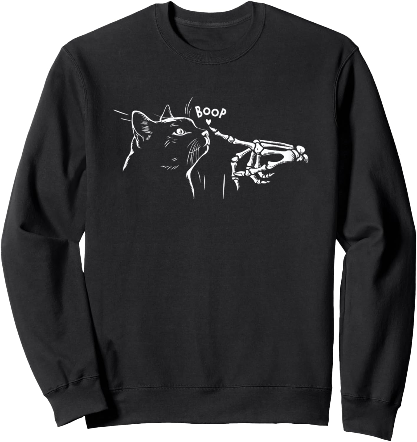 Black Cat Skeleton Hand Boop Halloween Pet Women Girls Kids Sweatshirt