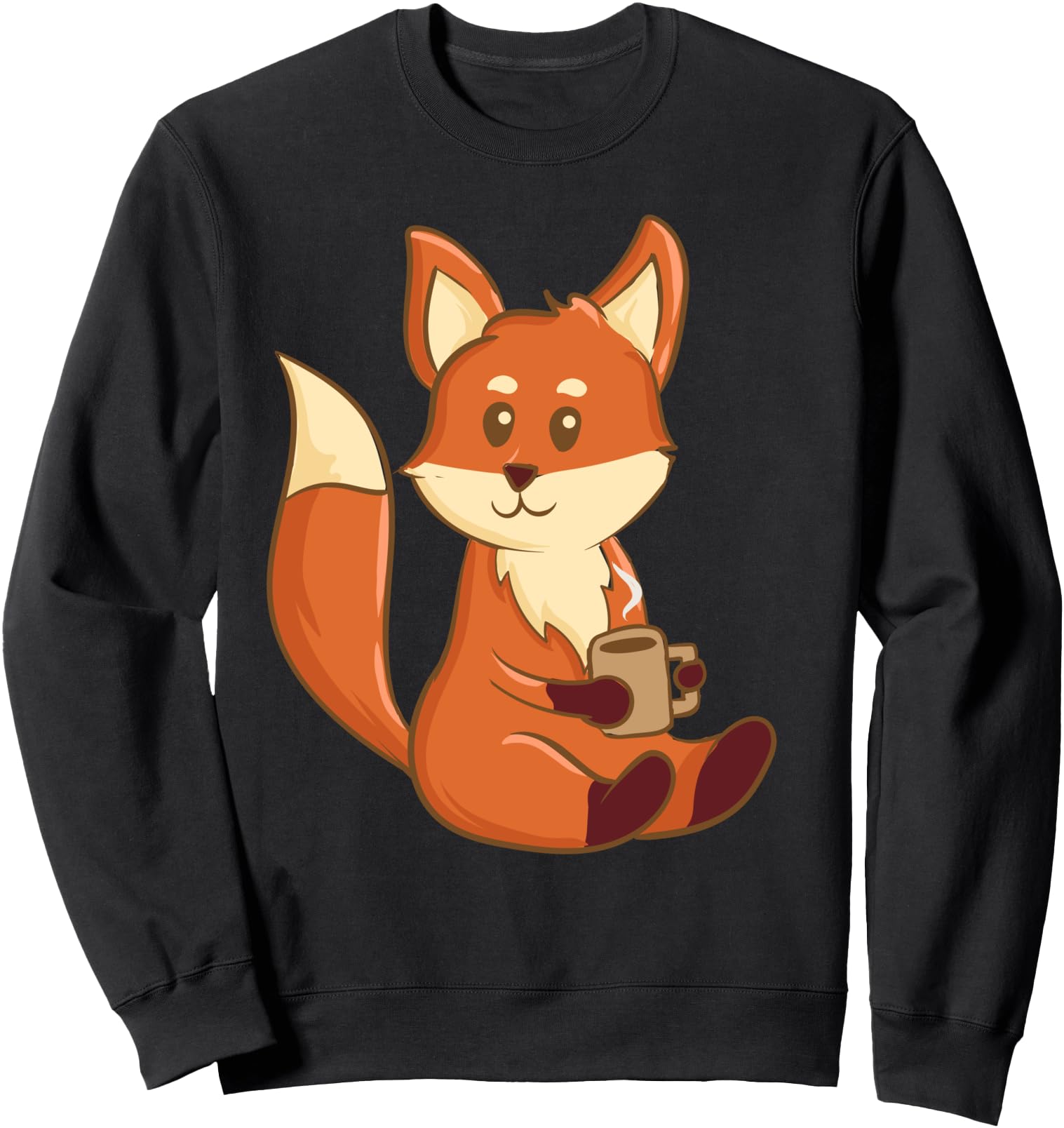 Cute Kawaii Anime - Fox Drinking Coffee - Aesthetic Japanese Sweatshirt