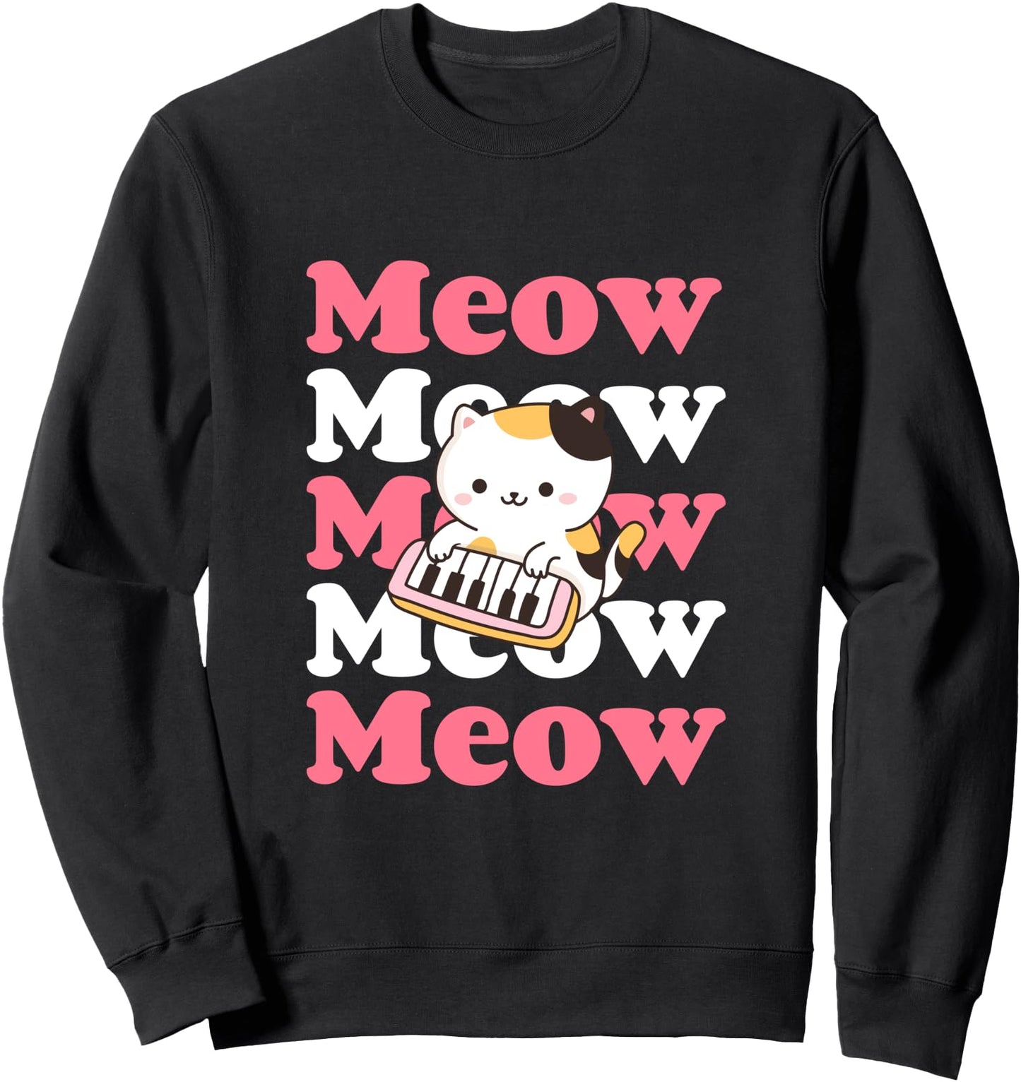 Kawaii Japanese Cat Playing Piano Sweatshirt