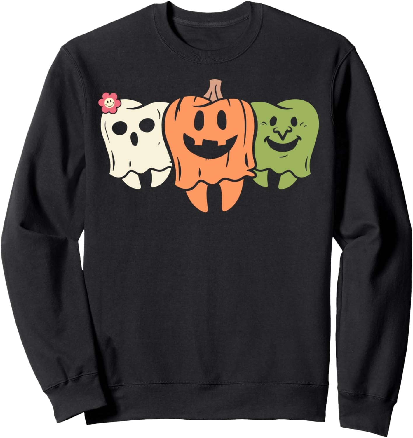 Groovy Dental Halloween Treat Dentist Squad Trick Or Teeth Sweatshirt