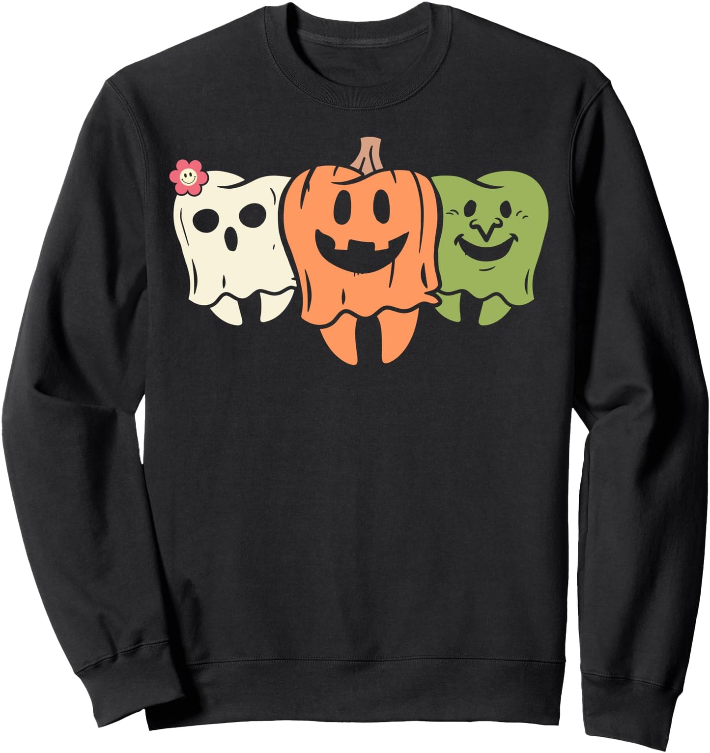 Groovy Dental Halloween Treat Dentist Squad Trick Or Teeth Sweatshirt