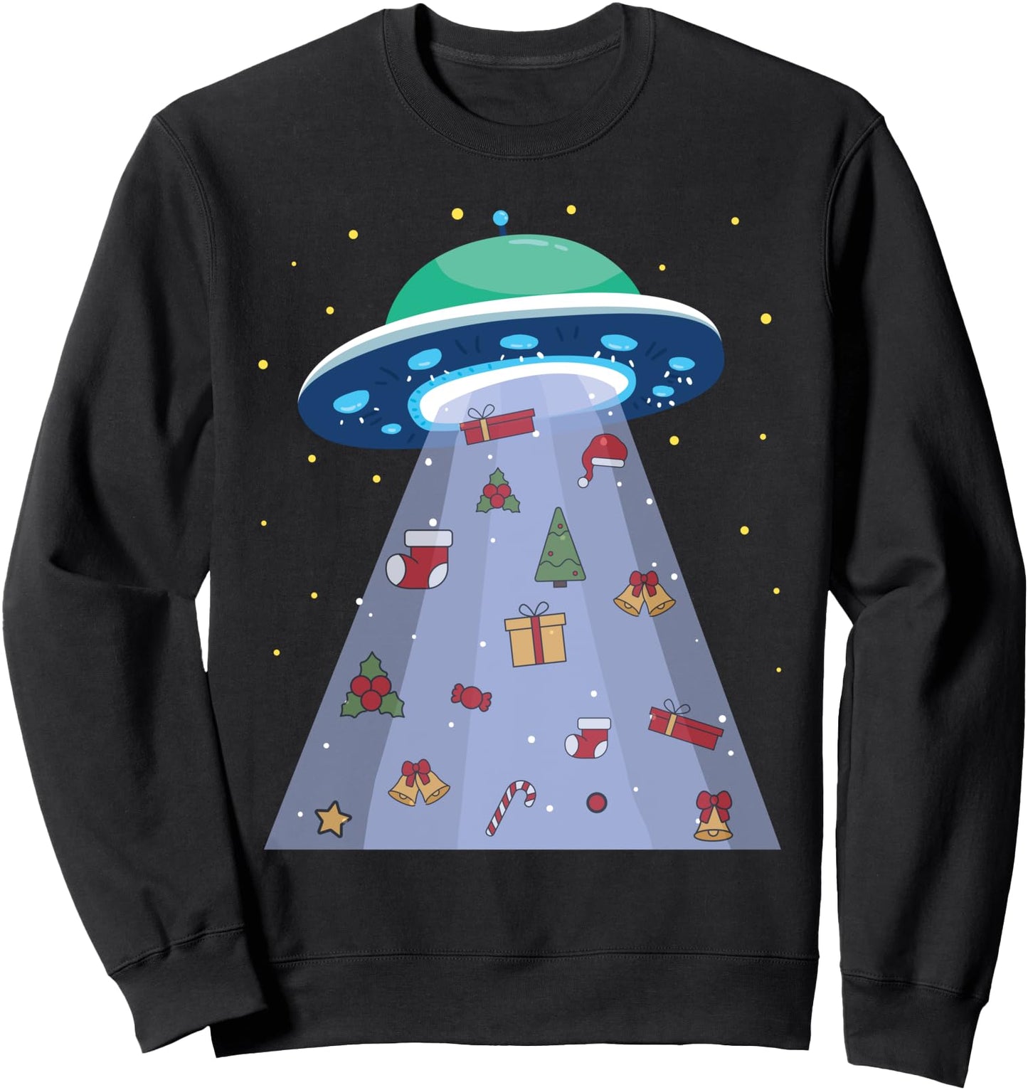Funny Christmas Items Flying Alien Abduction Matching PJ Top Sweatshirt