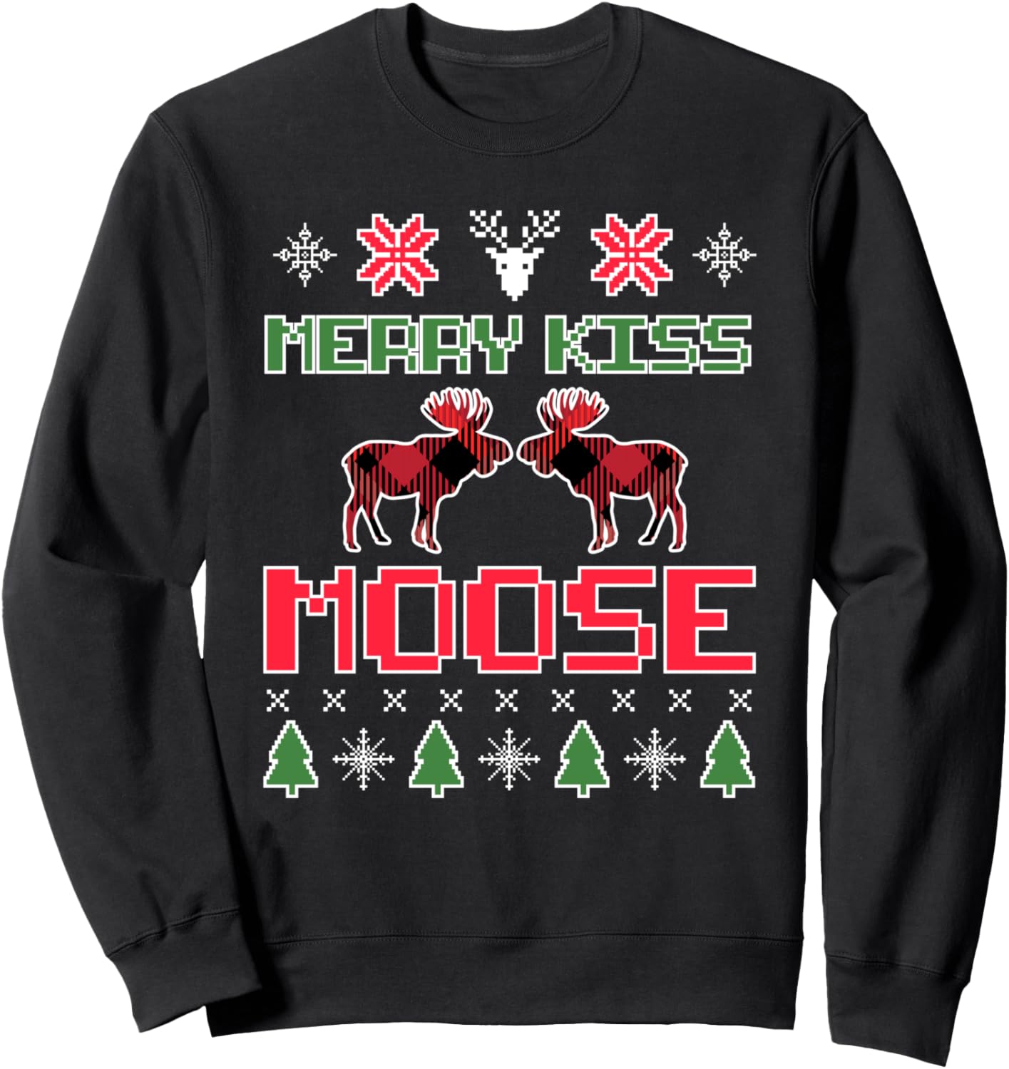 MERRY KISS MOOSE FUNNY CHRISTMAS Xmas Gifts Sweatshirt