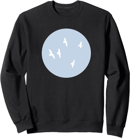Aesthetically Pleasing Seagull Bird Japanese Minimalist Blue Sweatshirt