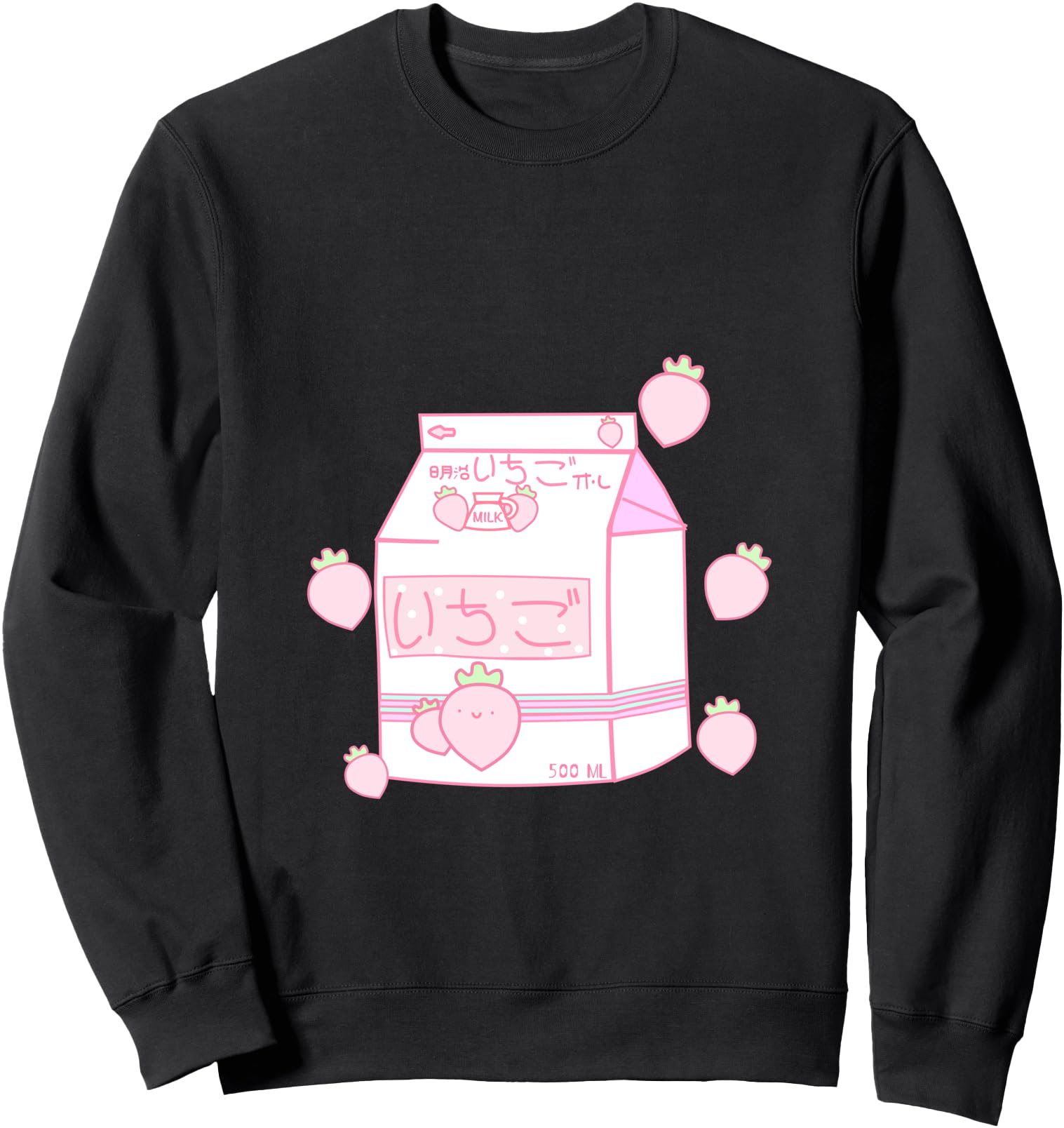 indie pink Aesthetic pastel anime Japanese strawberry Milk Sweatshirt