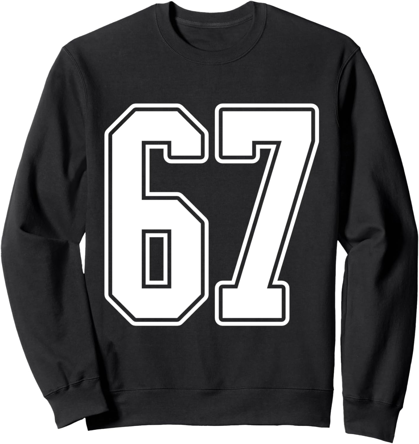 #67 White Outline Number 67 Sports Fan Jersey Style Sweatshirt