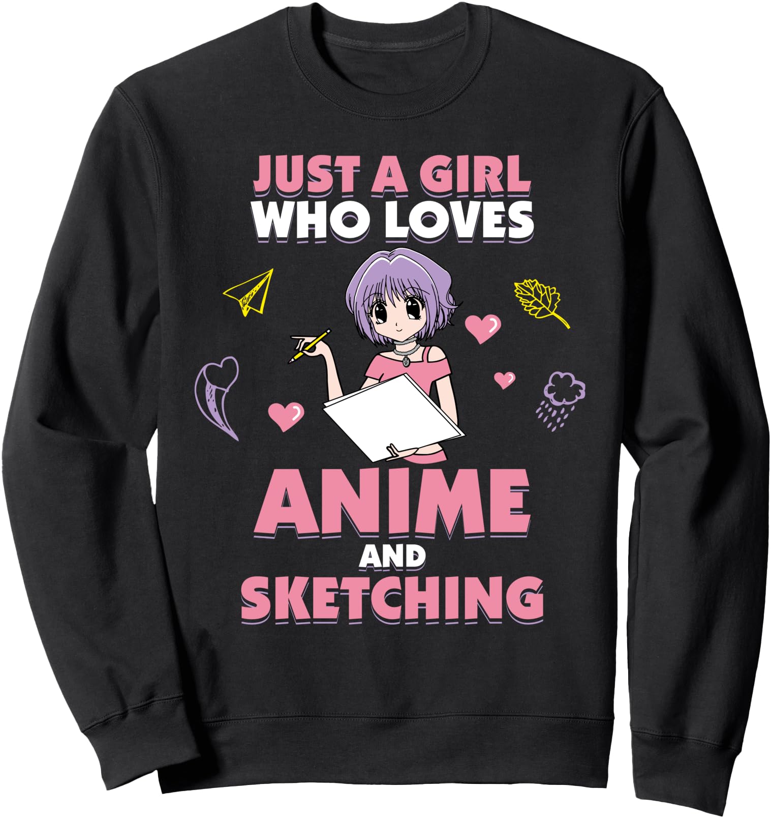 Anime Sketching Girl Super Cute Japanese Anime Lover Girls Sweatshirt