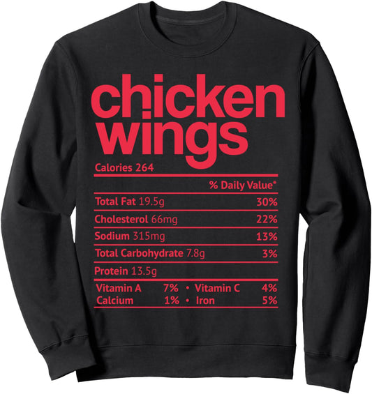 Chicken Wings Nutrition Facts Funny Thanksgiving Christmas Sweatshirt