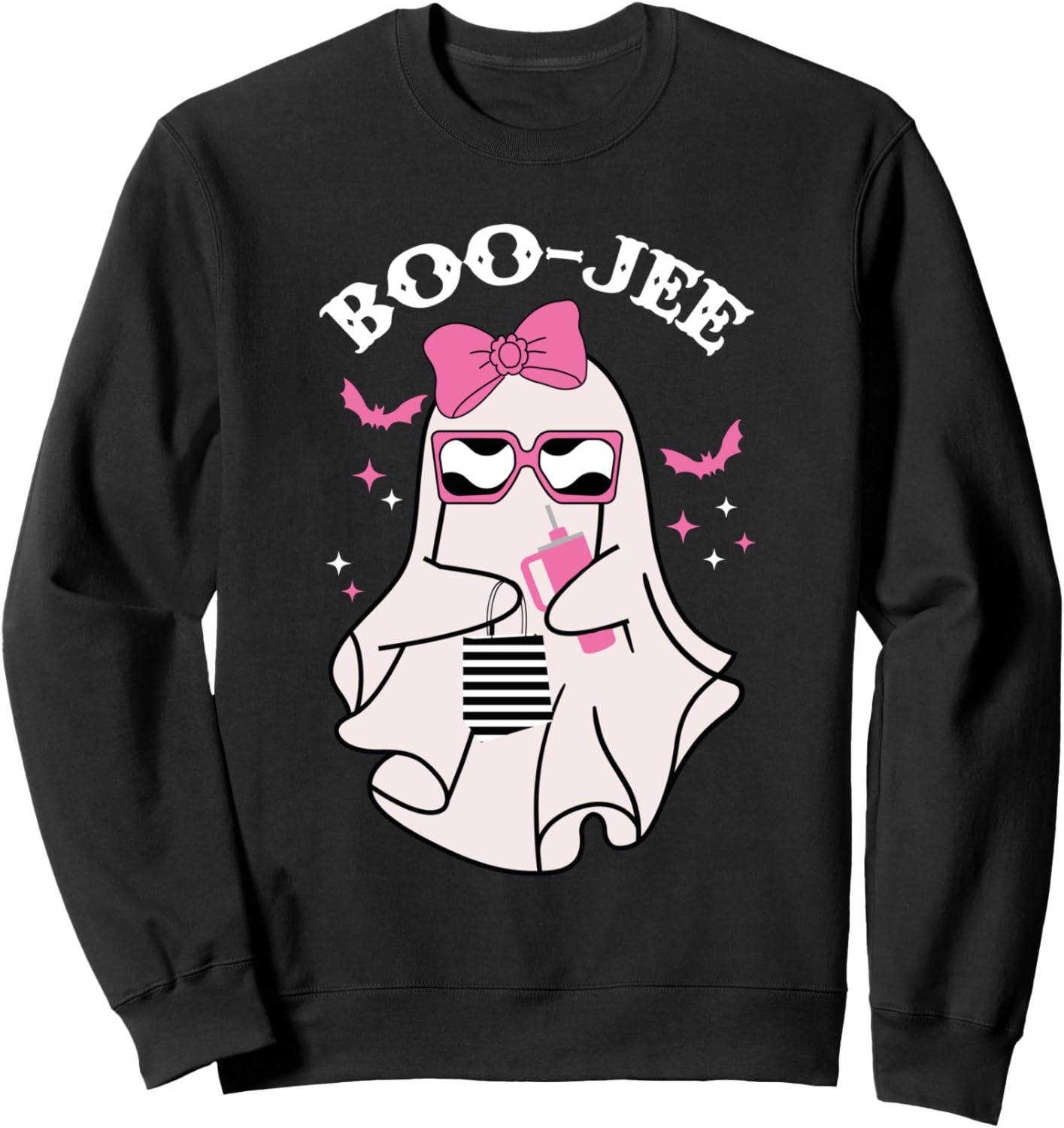 Boo-Jee Funny Halloween Cute Pink ghost Spooky season Sweatshirt