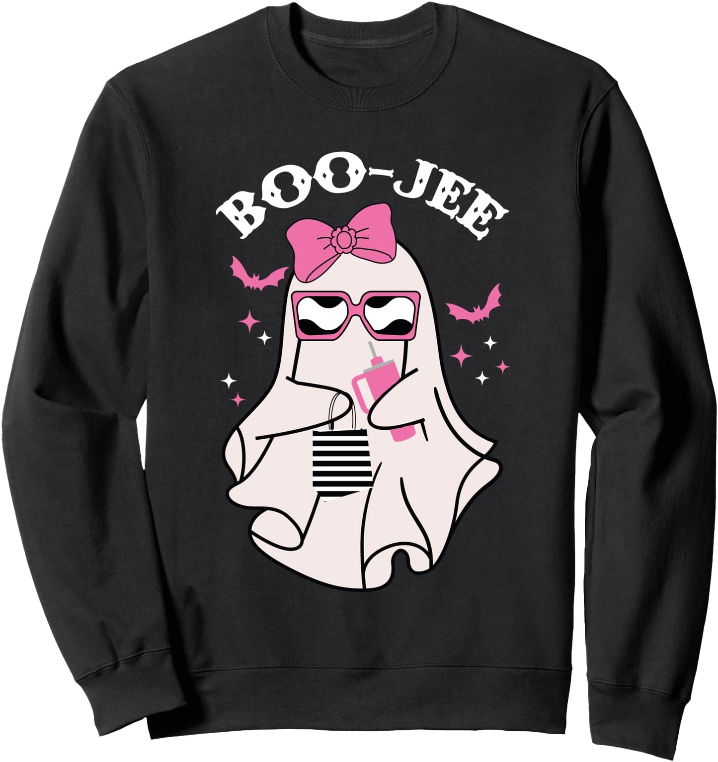 Boo-Jee Funny Halloween Cute Pink ghost Spooky season Sweatshirt