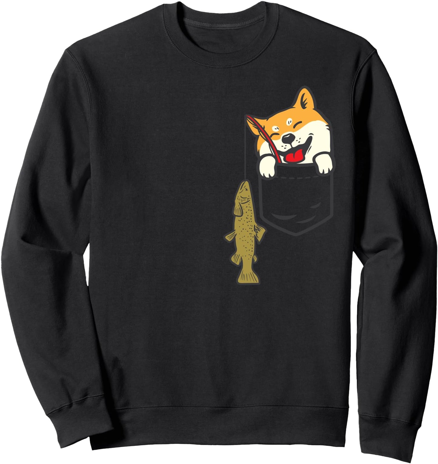 Pocket Shiba Inu Dog Fishing Cute Japanese Fisherman Gift Sweatshirt