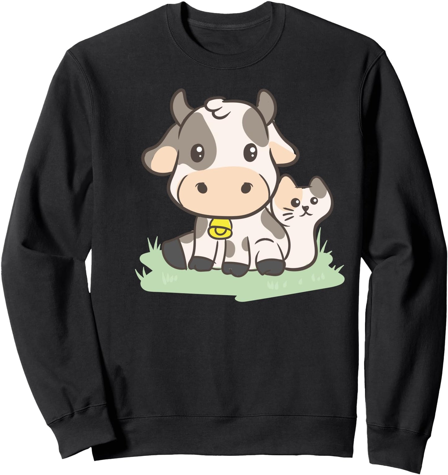 Cute Kawaii Anime - Cow With A Cat Farmer Aesthetic Japanese Sweatshirt