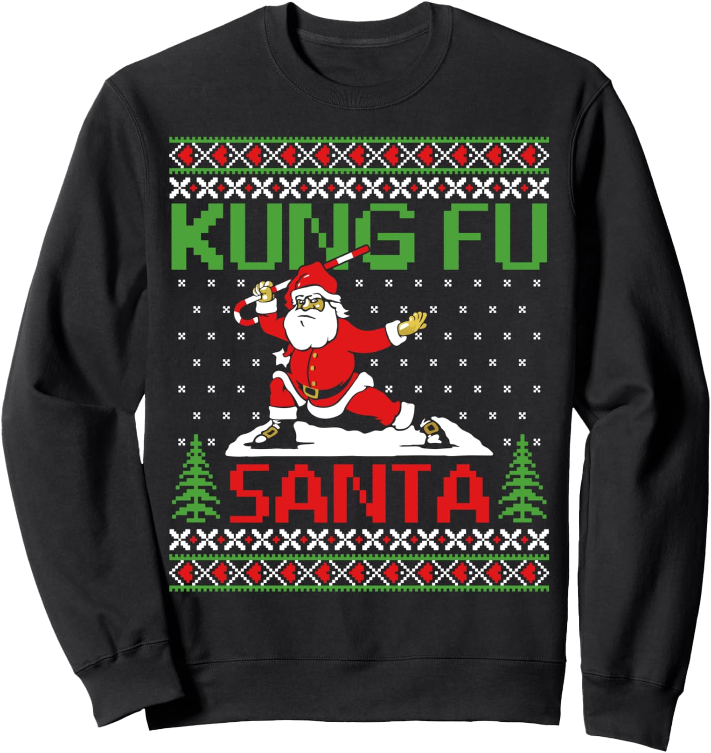 Funny Kung Fu Santa Claus Ugly Christmas Sweater Jumper Sweatshirt