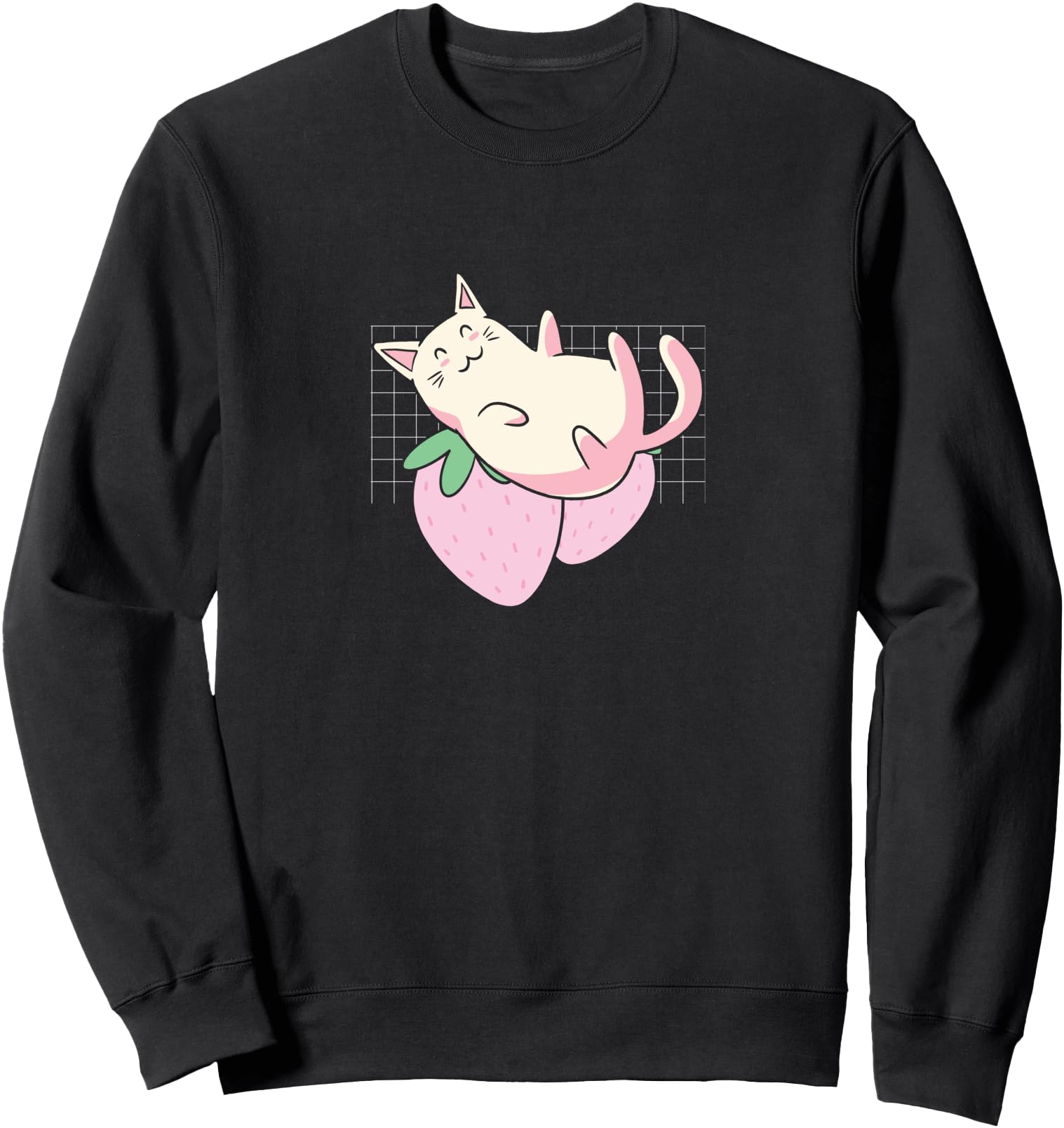Vaporwave Strawberry Cat Japanese Kawaii Strawberry Milk Sweatshirt
